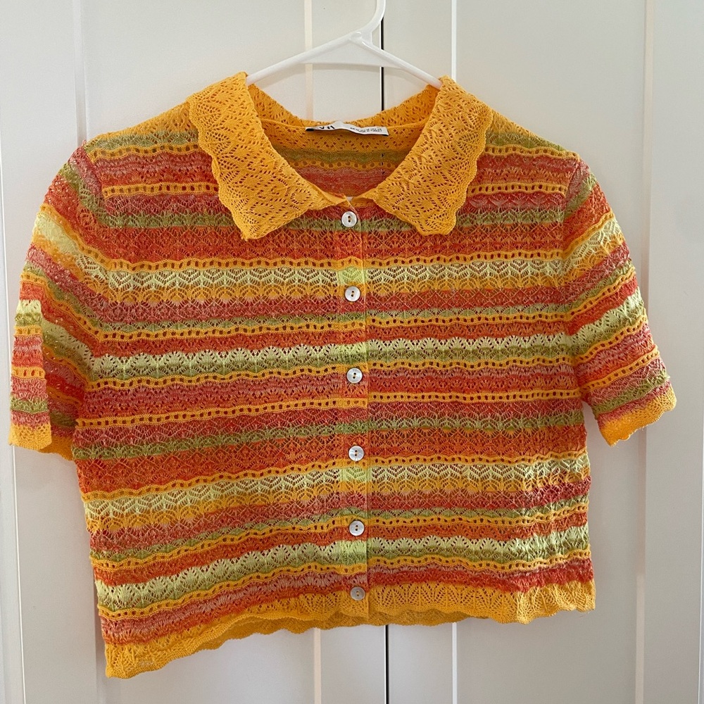 Cropped multi-colored top